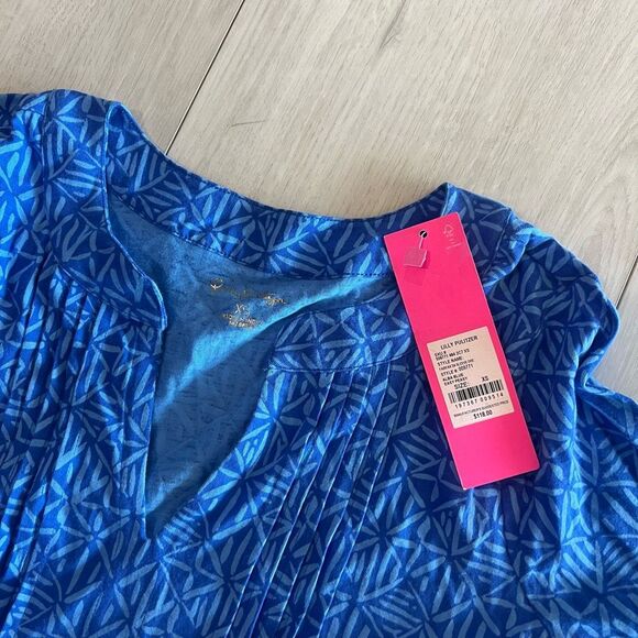 Lilly Pulitzer Fairfax 3/4 Sleeve Dress Alba Blue Easy Peasy Pintucks size xs - Picture 5 of 9